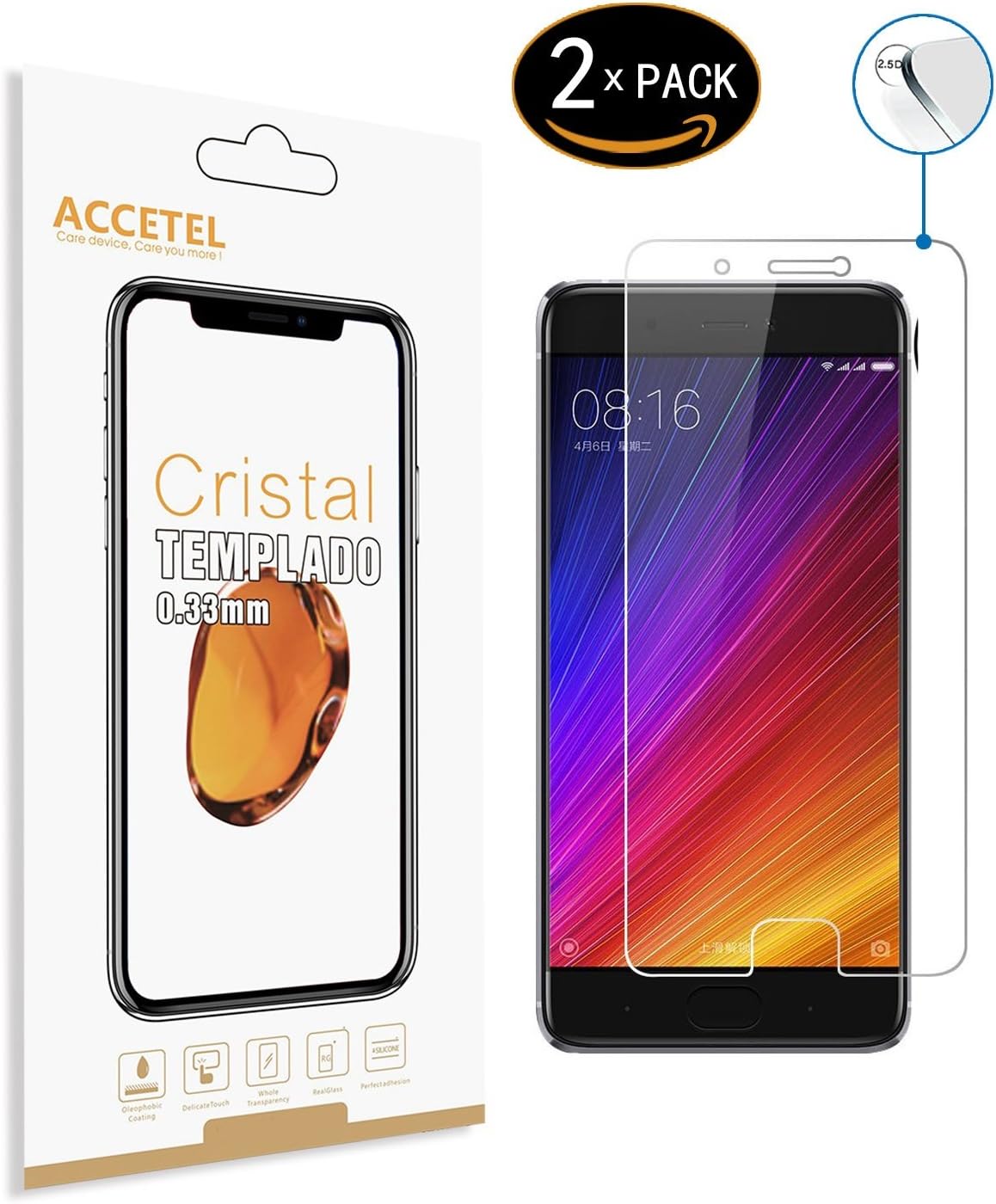 RE3O Screen protector FULL COVERAGE for Xiaomi MI 5S shatterproof screen protector tempered glass film compatible with Xiaomi MI 5S 5.15'' inches Black