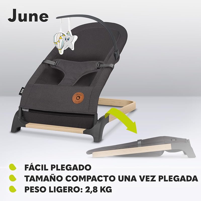 Rede de bebé de junho, movimento natural de balanço, desde os primeiros dias de vida até 9 kg, leve, estável, antiderrapante, cintos de segurança, rede dobrável para bebés