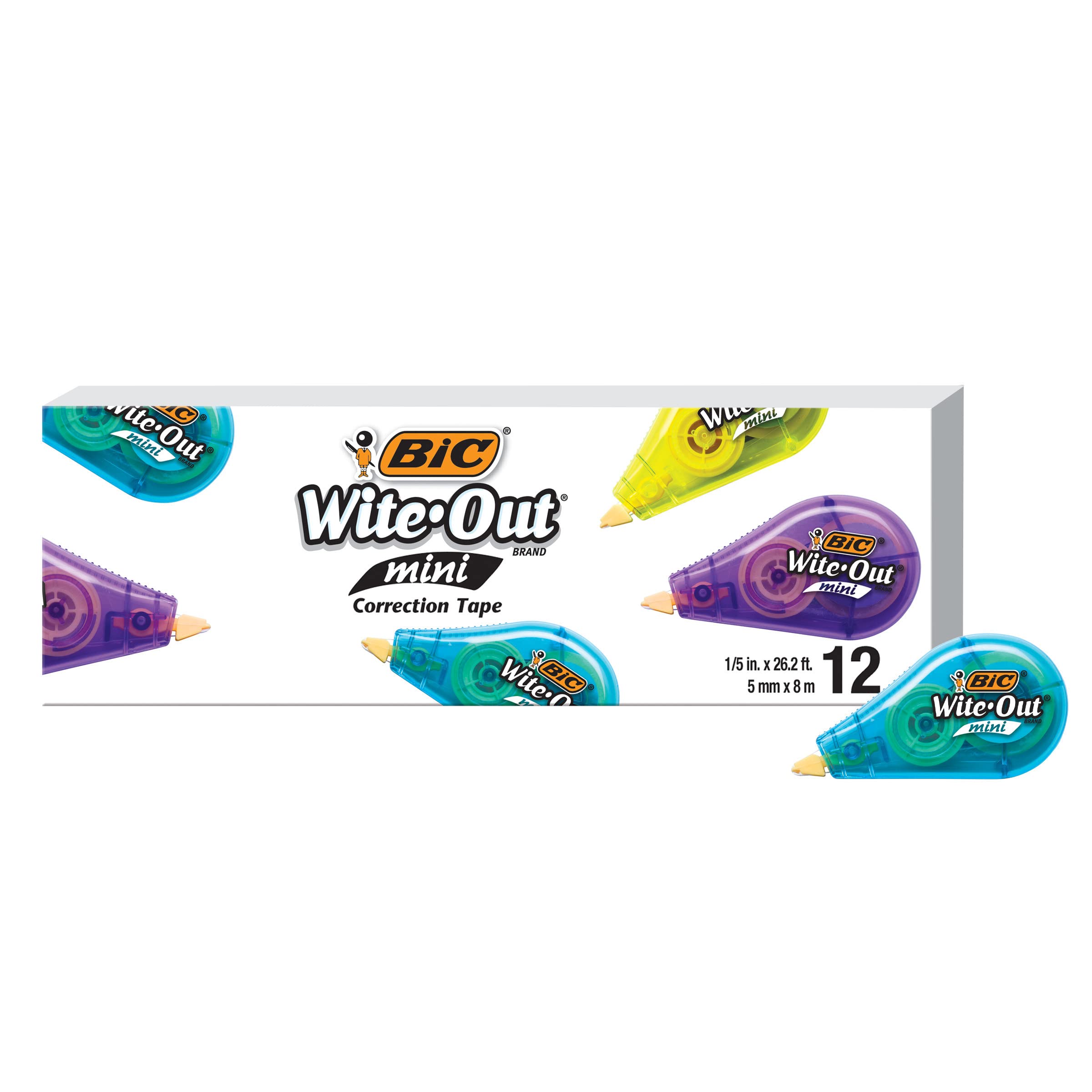 Photo 1 of BIC Wite-Out Brand Mini Correction Tape, 16.4 Feet, 12-Count Pack of White Correction Tape, Compact Tape Office or School Supplies