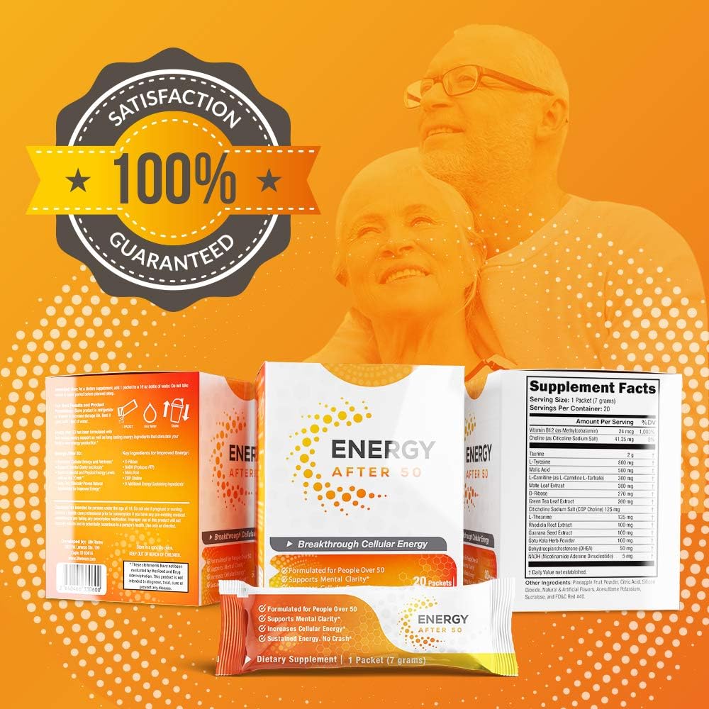 Life Renew: Energy After 50 - Cellular Energy Support - 20 Packets - Natural Ingredients - Support Mental Clarity - Help Sustain Energy Levels with No Crash - Formulated for People Over 50: Health & Personal Care