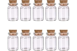 10 Pcs Small Glass Bottles With Cork Lids, Mini Glass Bottles With Stoppers Empty Spell Jars Small Message Bottles Tiny Wishi