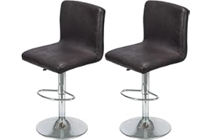 FUANGUI Bar Stool Covers Set of 2, Faux Leather Looking Stretch Bar Stool Chair Cover Slipcovers, Counter Stool Bar Chair Covers for Kitchen Pub Dining Room Retro Style Home Deco- Black