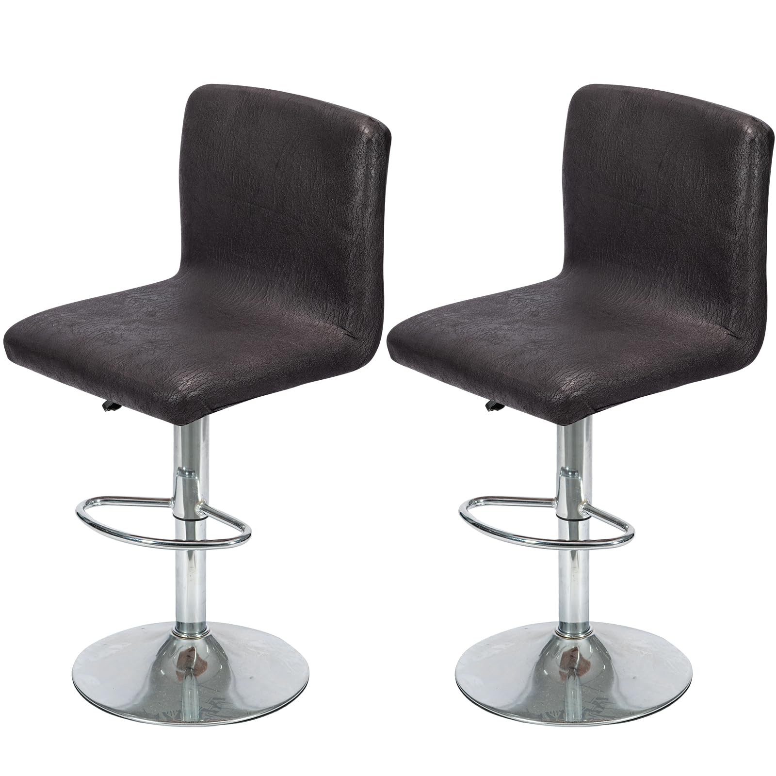 Photo 1 of FUANGUI Bar Stool Covers Set of 2, Faux Leather Looking Stretch Bar Stool Chair Cover Slipcovers, Counter Stool Bar Chair Covers for Kitchen Pub Dining Room Retro Style Home Deco- Black