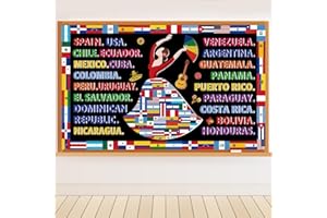 Containlol Hispanic Heritage Month Bulletin Board Decorations Latin American Classroom Decor Spanish Flags Cutouts for National Hispanic Classroom School Party Supplies (Women)