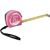 Apollo Tools Measuring Tape, 25 Foot Tape Measure with Retractable Blade, Fraction Markings, 1 Inch Nylon Blade, 8 Foot Stand
