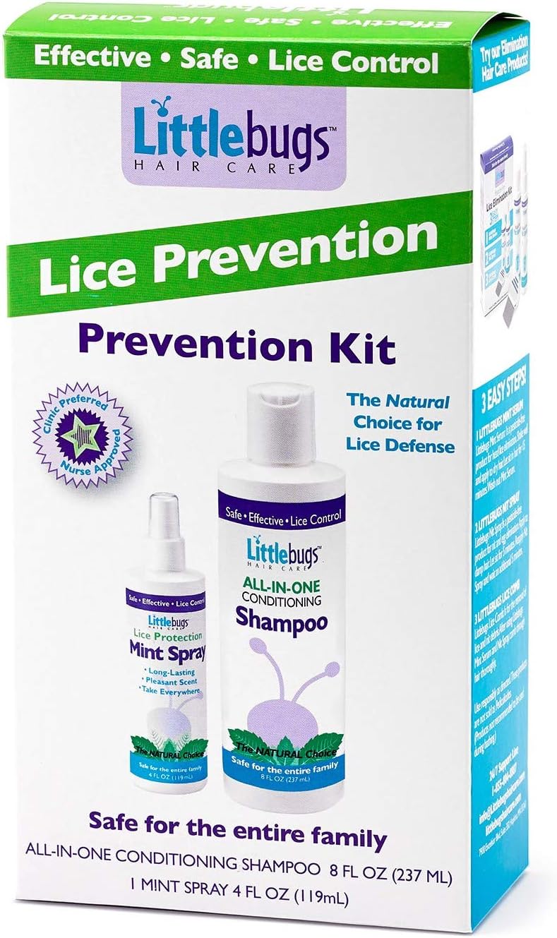 Littlebugs Mint Lice Spray with Conditioning Mint Shampoo for Prevention | Natural, Sulfate-Free, Neem & Spearmint Essential Oils | Highly Effective Non-Toxic Daily Repellent