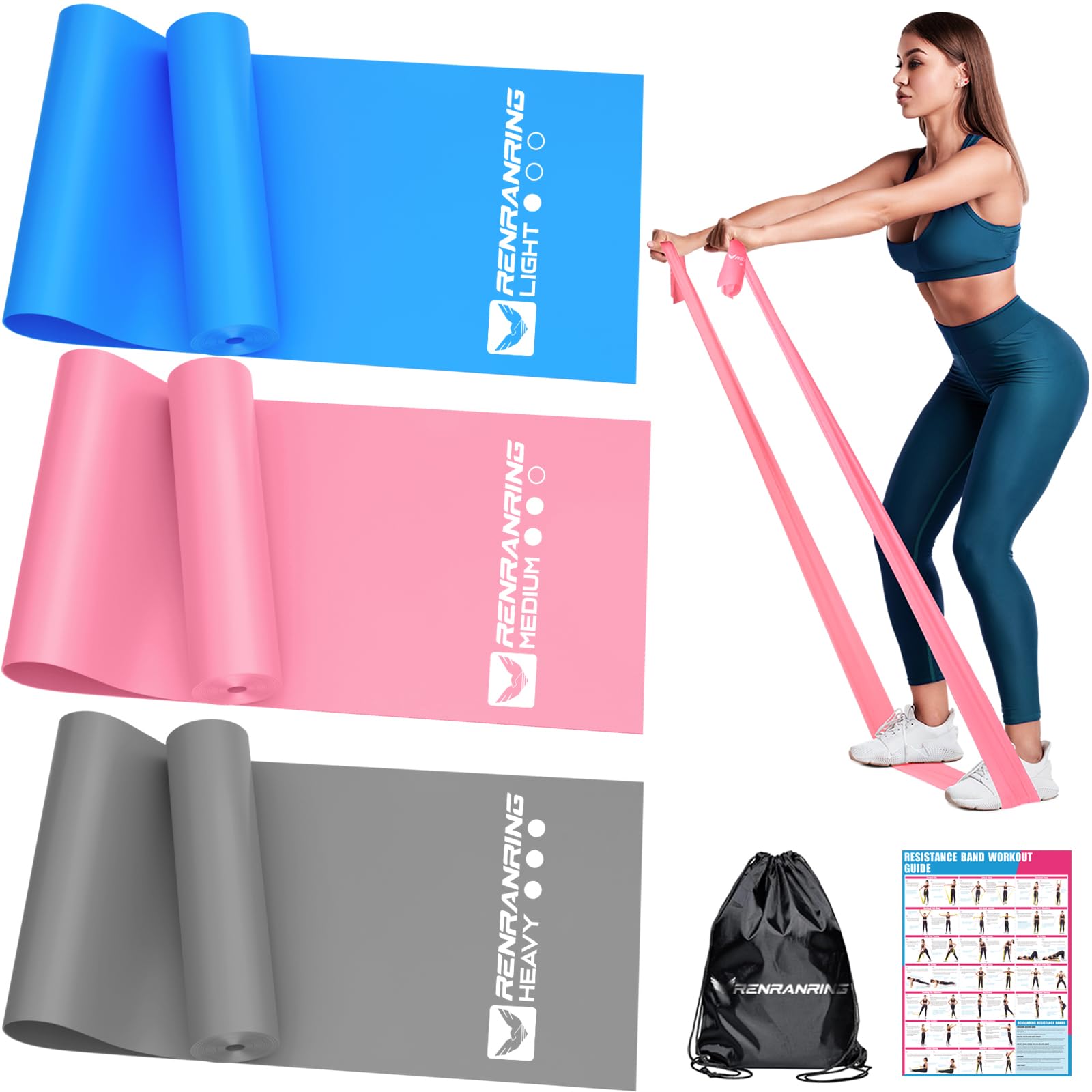Photo 1 of Resistance Bands for Working Out, Exercise Bands for Physical Therapy, Stretch, Recovery, Pilates, Rehab, Strength Training and Yoga Starter Set
