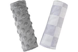 WIREIN Carseat Strap Covers for Babies, Ultra Soft Double-Sided Use Shoulder Covers, 2 Pack Infant Seat Belt Covers for Car Seats/Strollers/High Chairs, for Baby Toddler Infant Boy Girl, Gray Checkered