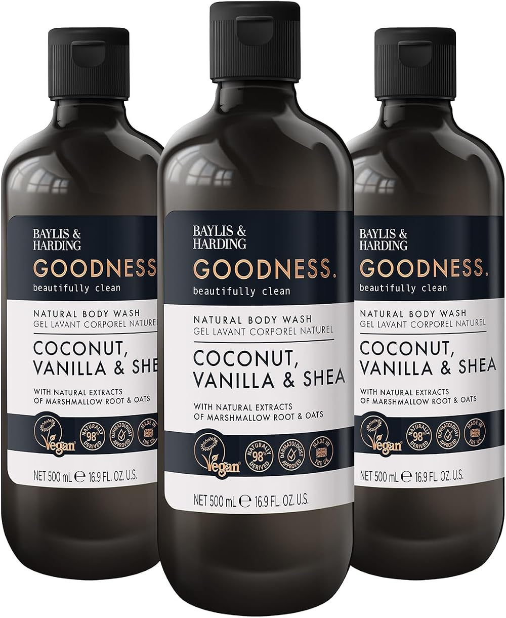 Baylis & Harding Goodness Natural Body Wash 500ml 3 Pack