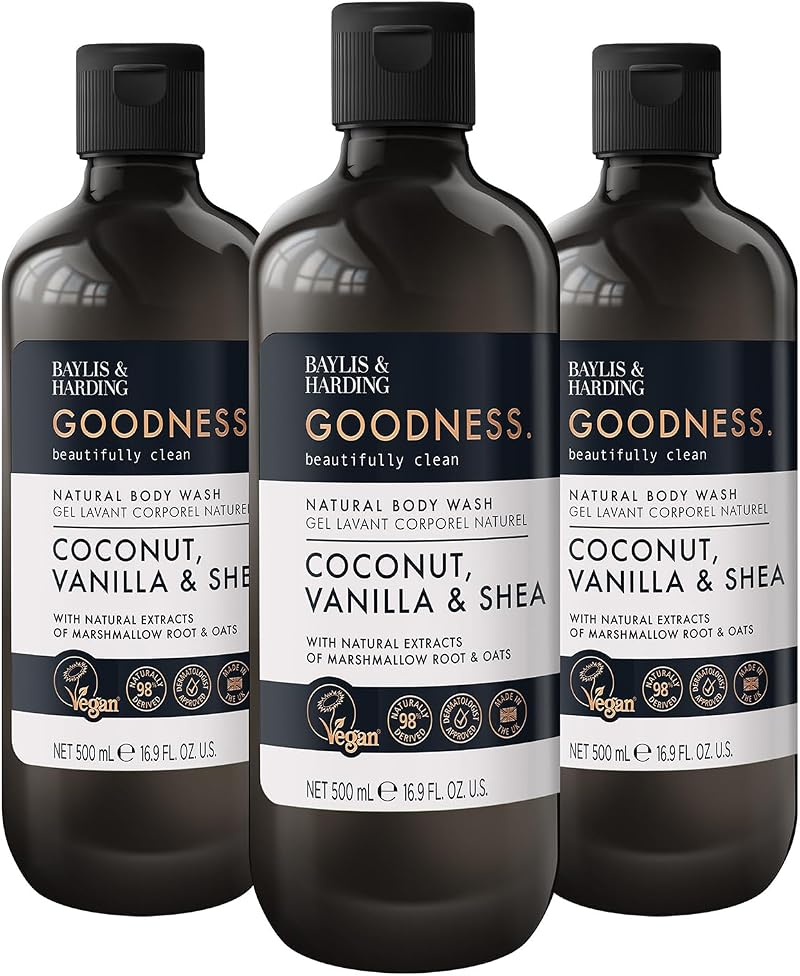 Baylis & Harding Goodness Natural Body Wash 500ml 3 Pack