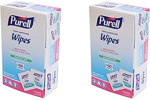 GOJO : PURELL Premoistened Sanitizing Hand Wipes, 5 x 7, 100/Box -:- Sold as 2 Packs of - 100 - / - Total of 200 Each
