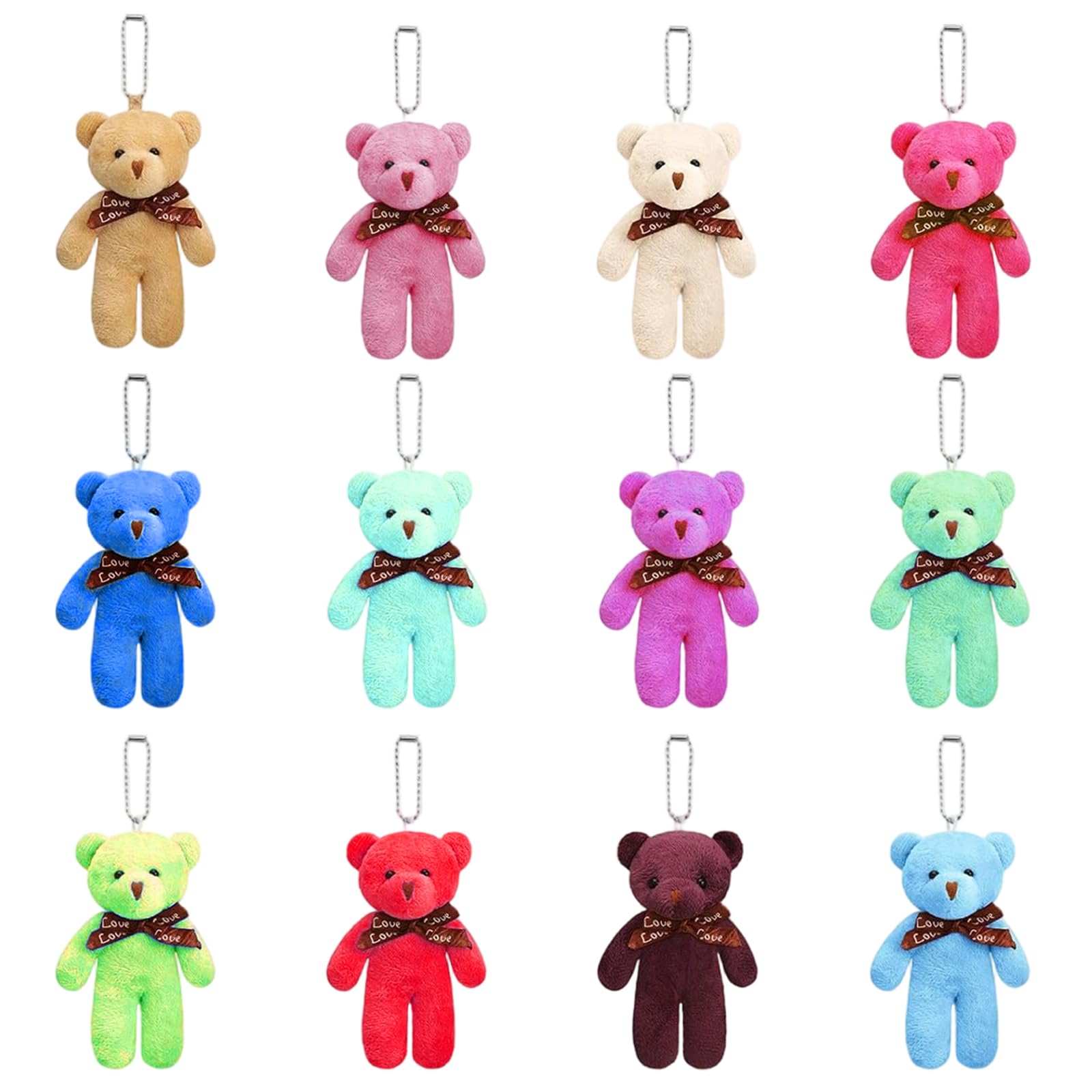 ZeBQrphio Mini Teddy Bears, 16-Piece Set of 12cm Small Teddy Bear Keyrings, Ideal for Party Favors and DIY Craft Projects, Valentine's Day Gift