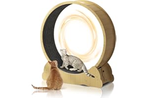 Muhub Cat Wheel Exerciser for Indoor Cats, 41" Cat Wherl, Cat Running Wheel for Fitness Weight, Cat Treadmill with Carpeted Runway(Natural Wood-L)