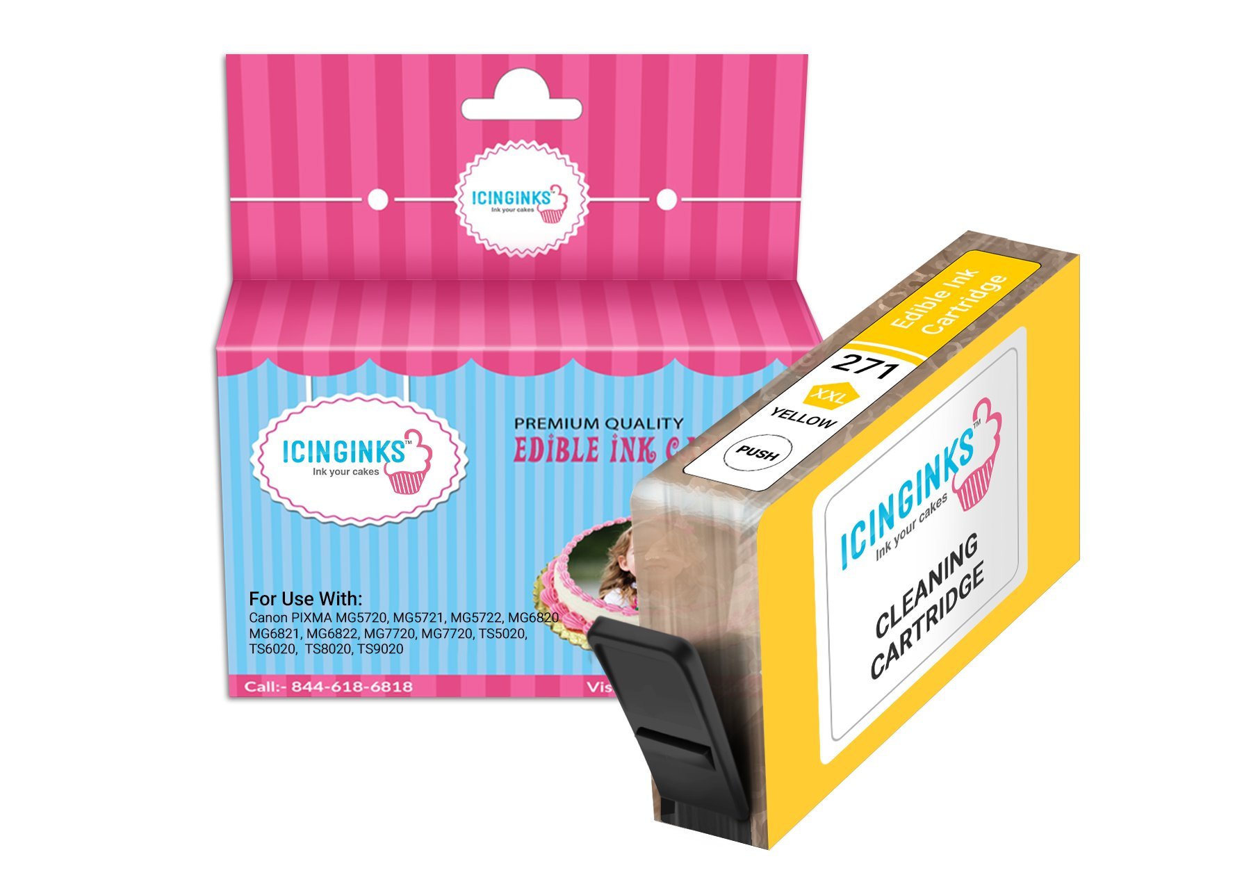 Icinginks Edible CLEANING CARTRIDGES COMBO PACK For Canon CLI271/PGI270 XL's Series With Chip