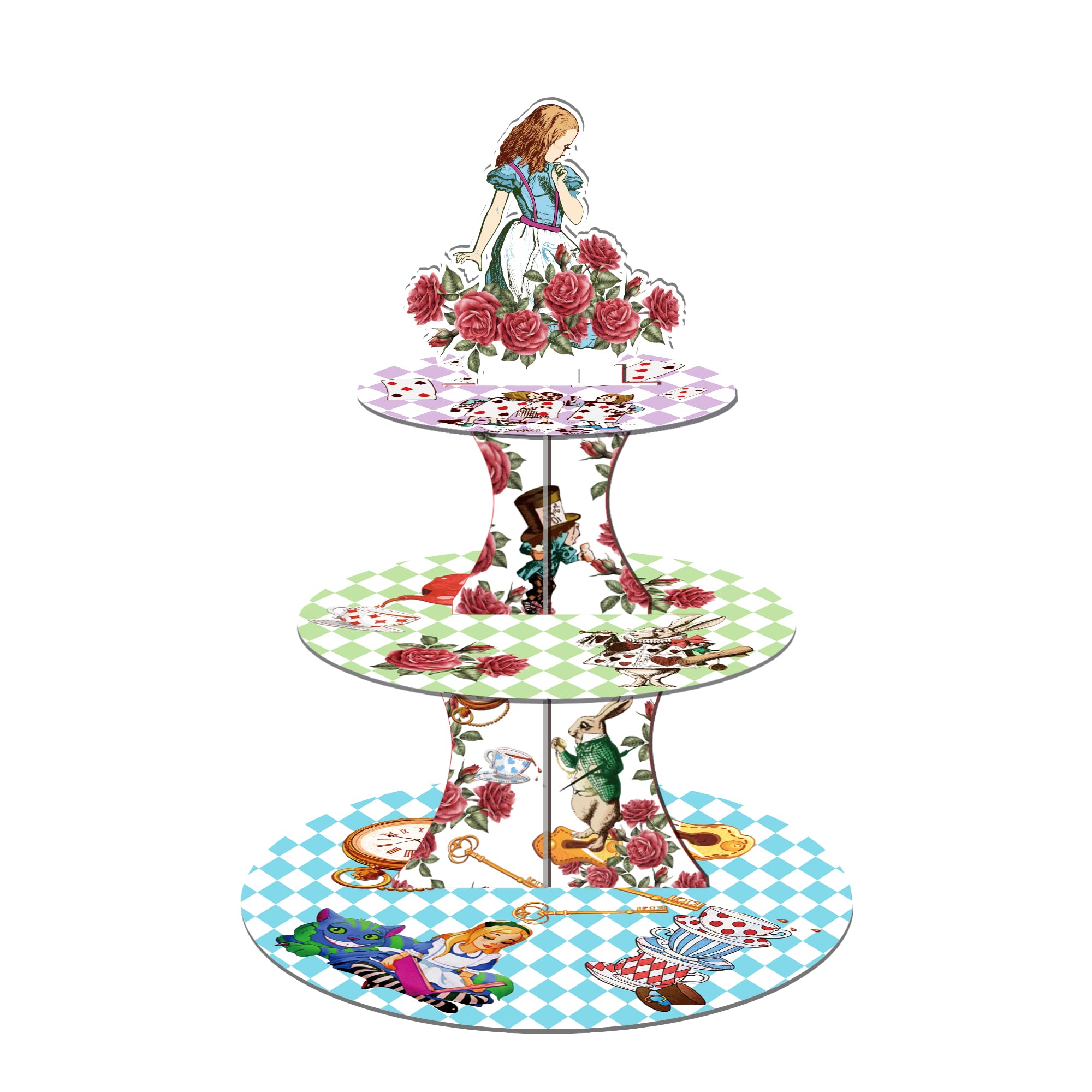 Photo 1 of CC HOME Tea Party Cupcake Stand 3 Tier Floral Party Supplies Cake Stand for Birthday Decorations