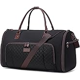 Convertible Garment Bags for Travel, Carry On Garment Duffle Bags for Women, Garment Bag with Shoes Compartment, 2 in 1 Travel Suit Bag with Detachable Shoulder Strap (Black-New)