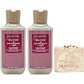 Bath & Body Works Blush Cardigan 2 Pack Body Lotion Bundle with a Himalayan Salts Springs Bar Soap - Full Size