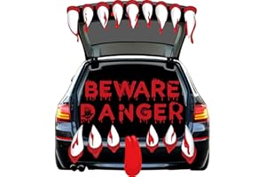 QOUBAI Halloween Trunk or Treat Car Decorations Kit - Vampire Mouth Backdrop Monster Teeth Tongue Banners for SUV Archway Garage Doors Photo Booth Backgrounds Halloween Party Supplies Easy to Assemble