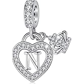 MAVTZRE Letter Charms for Charms Bracelet: Silver Heart Alphabet Initial Dangle Charms Bead for Bracelets and Necklaces, Birthday Mother's Day Christmas Jewelry Gifts For Women