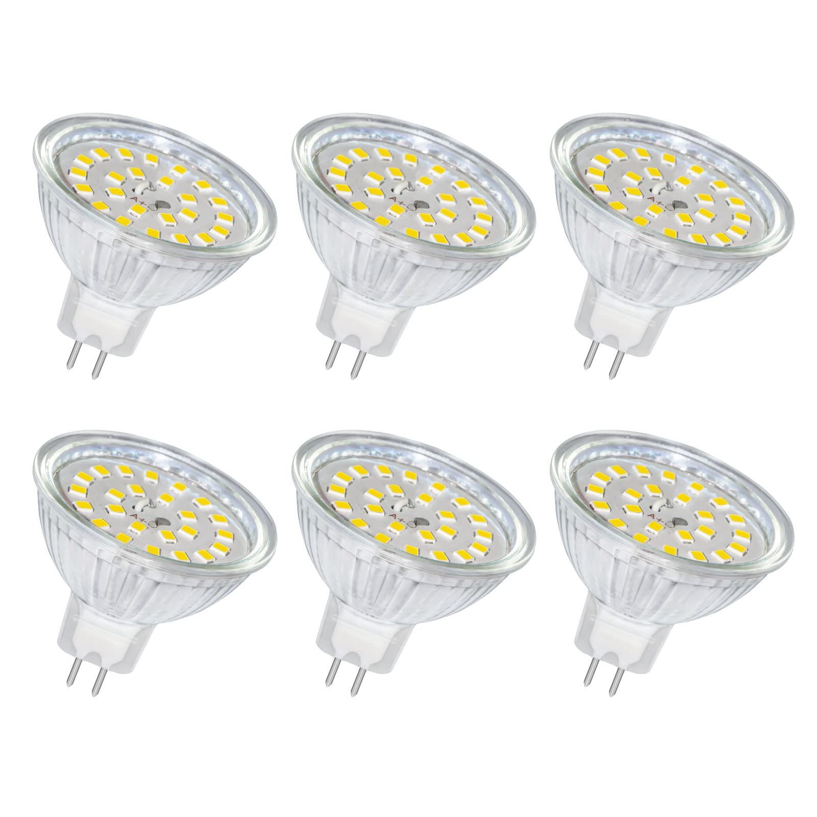 SCNNC MR16 GU5.3 LED Light Bulb 12V 5W Natural White 4000K, 500LM Non-Dimmable, Equivalent to 5 0W Halogen, GU5.3 MR16 LED Light Bulbs for Ceiling Lights, Landscape Lighting, Pack of 6