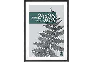 MCS Studio Gallery 28x40 Poster Frame, Display Pictures 24x36 With Mat or 28x40 Without Mat, Vertical & Horizontal Wall Hangi