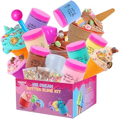 Kilpkonn 7 x 100ml Butter Slime Ice Cream Kit Kids Play Mat