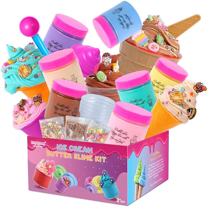 Kilpkonn 7 x 100ml Butter Slime Ice Cream Kit Kids Play Mat