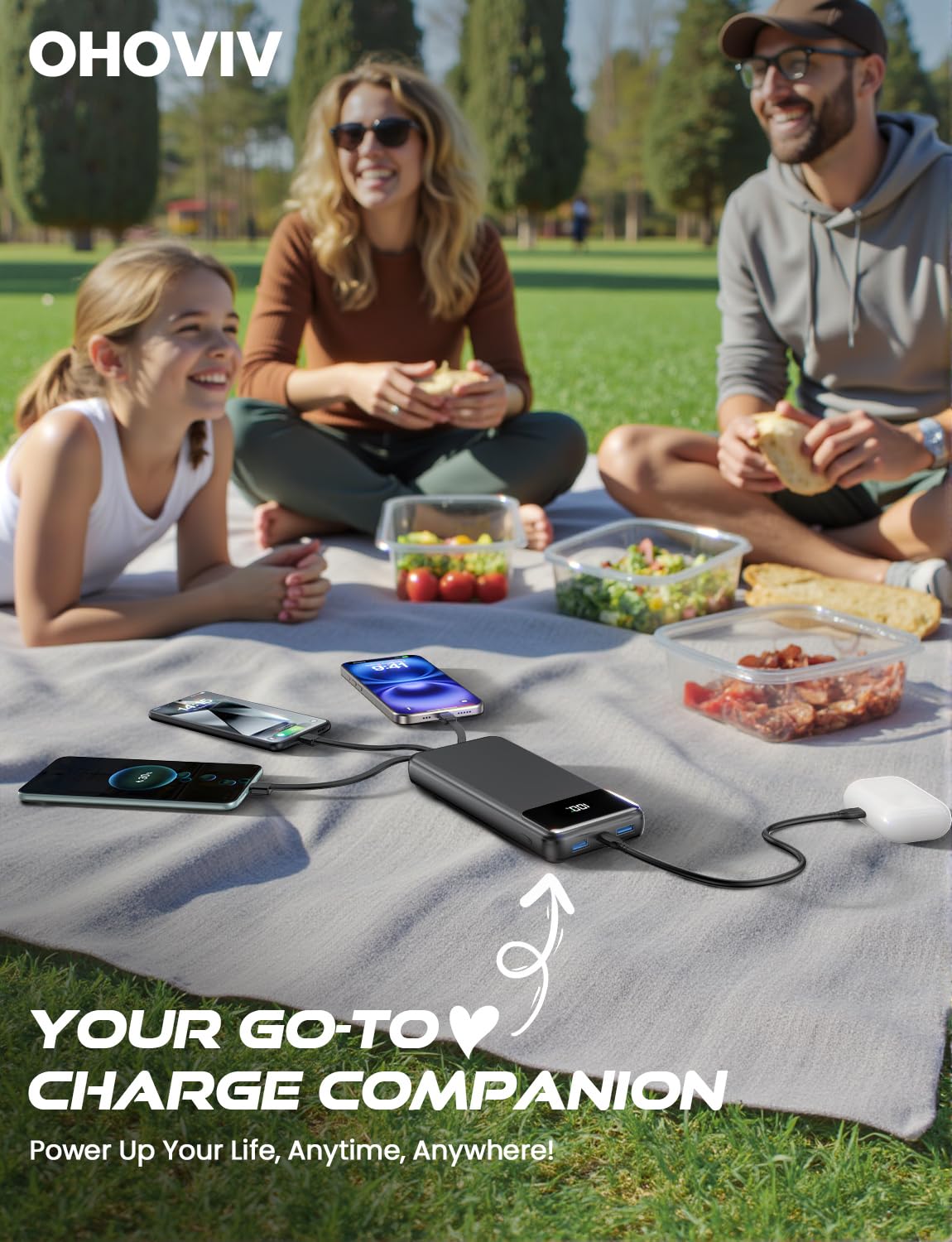 Portable Charger, 50000mAh Power Bank with Built in Cables, 22.5W Fast Charging Battery Pack, Portable Phone Charger for Travel Camping Essential,PowerBank Compatible with iPhone 17/16/15/14, Samsung