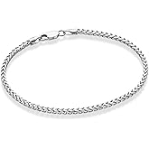 Miabella Solid 925 Sterling Silver Italian 2.5mm Franco Square Box Link Chain Bracelet for Men Women, Made in Italy