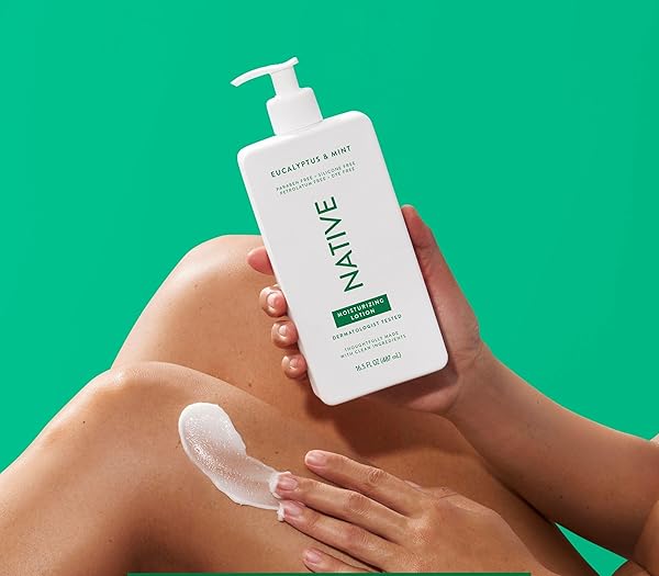 NATIVE BODY LOTION CONTAINS NATURALLY DERIVED PLANT-BASED MOISTURIZERS FOR WOMEN AND MEN | RESTORES DRY SKIN, EUCALYPTUS & MINT, 16.5 FL OZ