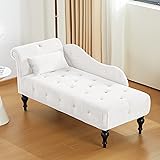 Tufted Upholstered Velvet Rolled Arm Chaise Lounges Indoor Chair, Right Arm Facing Chaise Lounge with Nailhead Trim for Livin