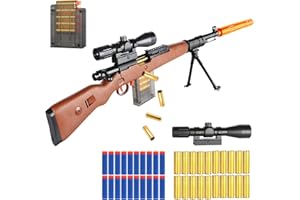 DWMTGS Toy Sniper Rifle Gun with Shell Ejecting Mechanism, Spring-Powered Pump Action, Realistic Design for Outdoor Shooting Games & Collectors, Safe Foam Bullets for Kids Ages 8+