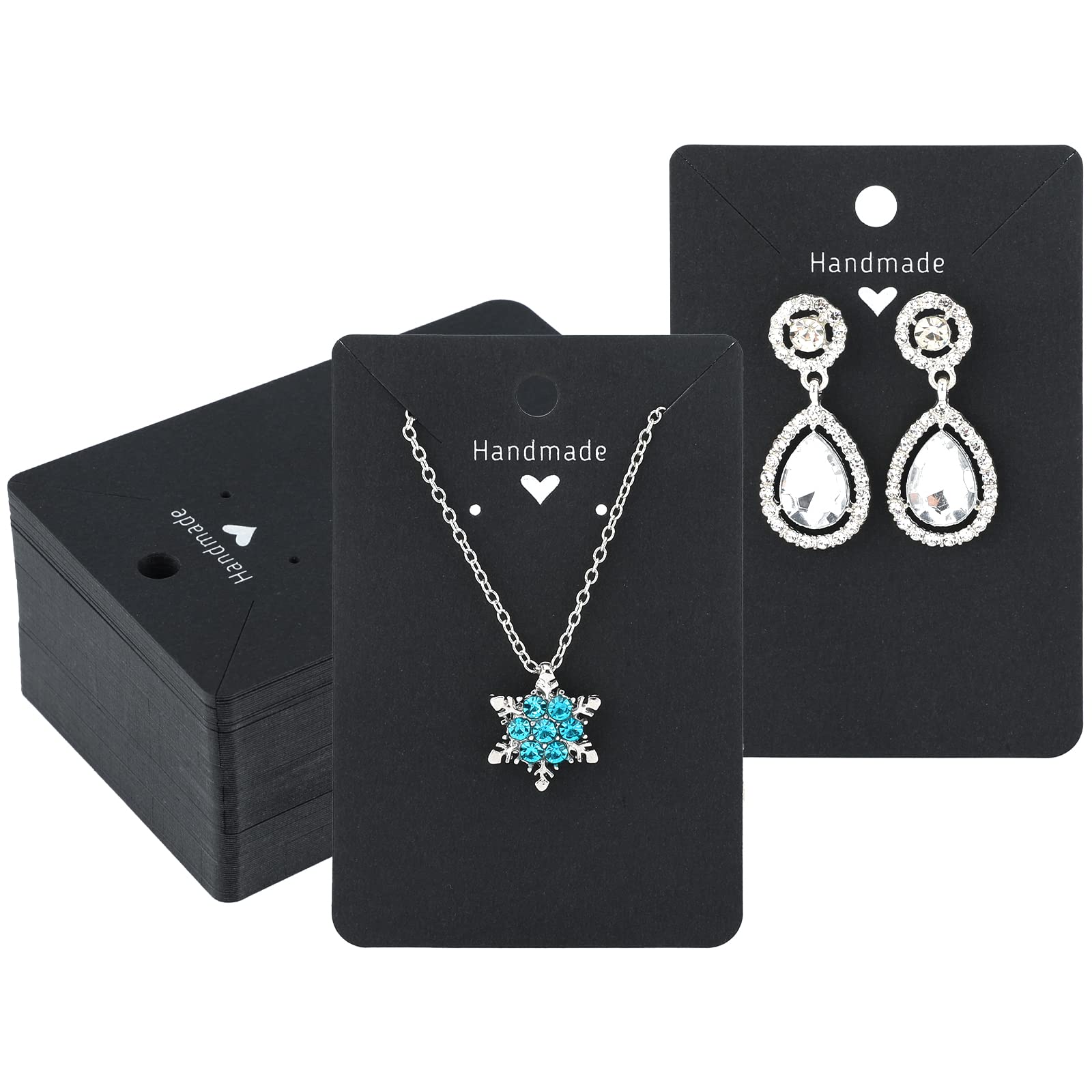 G2PLUS 100 PCS Necklace Display Cards - 9x6 CM Earring Card Holder - Handmade Kraft Earring Cards for Jewelry Making Storage & Disply