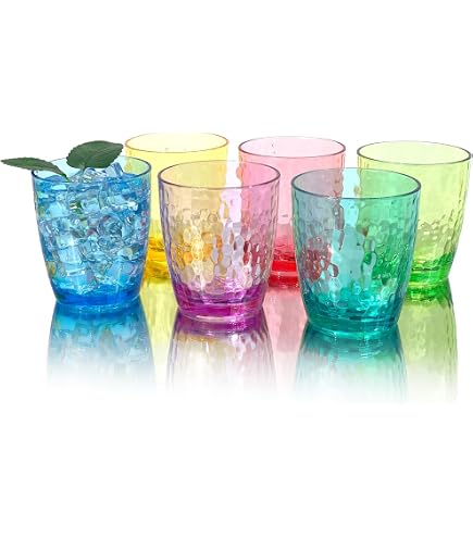 6PCS Verre à Eau Transparent 260ml/9oz - Plastique Acrylique Premium Réutilisable, Empilable Incassable, Lave-Vaisselle