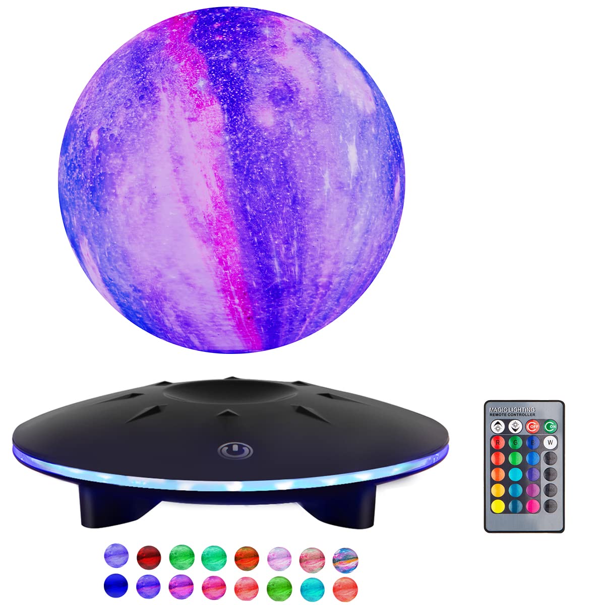 UVEHAS Levitating Moon Lamp - Floating and Spinning 3D Galaxy Moon Light Magnetic Levitation Moon Night Lights Has 16 Colors LED Lighting Modes for Home Decor, Creative Gifts for Kids