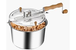 Great Northern Popcorn Stovetop Popcorn Maker With Wooden Handles, Silver, 5qt (529019ECS)