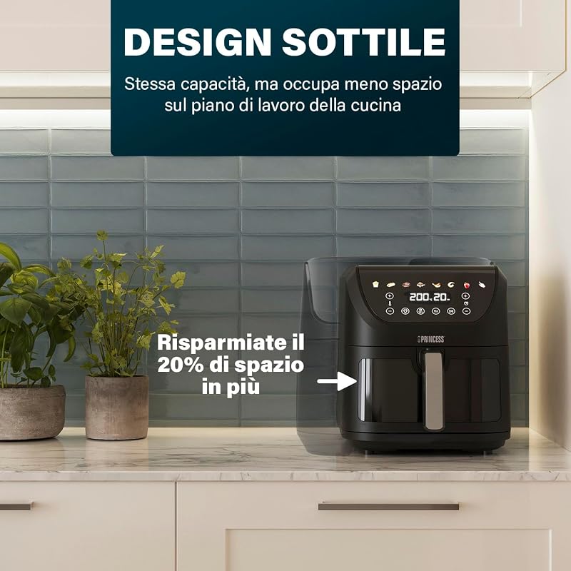SlimFry Airfryer, 8L Capacità, 2000W, 8 Programmi, Display Touchscreen Digitale, Temperatura Regolabile, Finestra di Controllo, Spegnimento Automatico, Cestello Lavabile, 182257