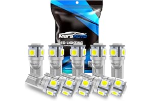 Marsauto 194 168 LED Light Bulbs 6000k White, 2825 W5W T10 Wedge Replacement for License Plate Lights Dome Map Door Courtesy Trunk Light, 3030 Chips Super Bright Pack of 10
