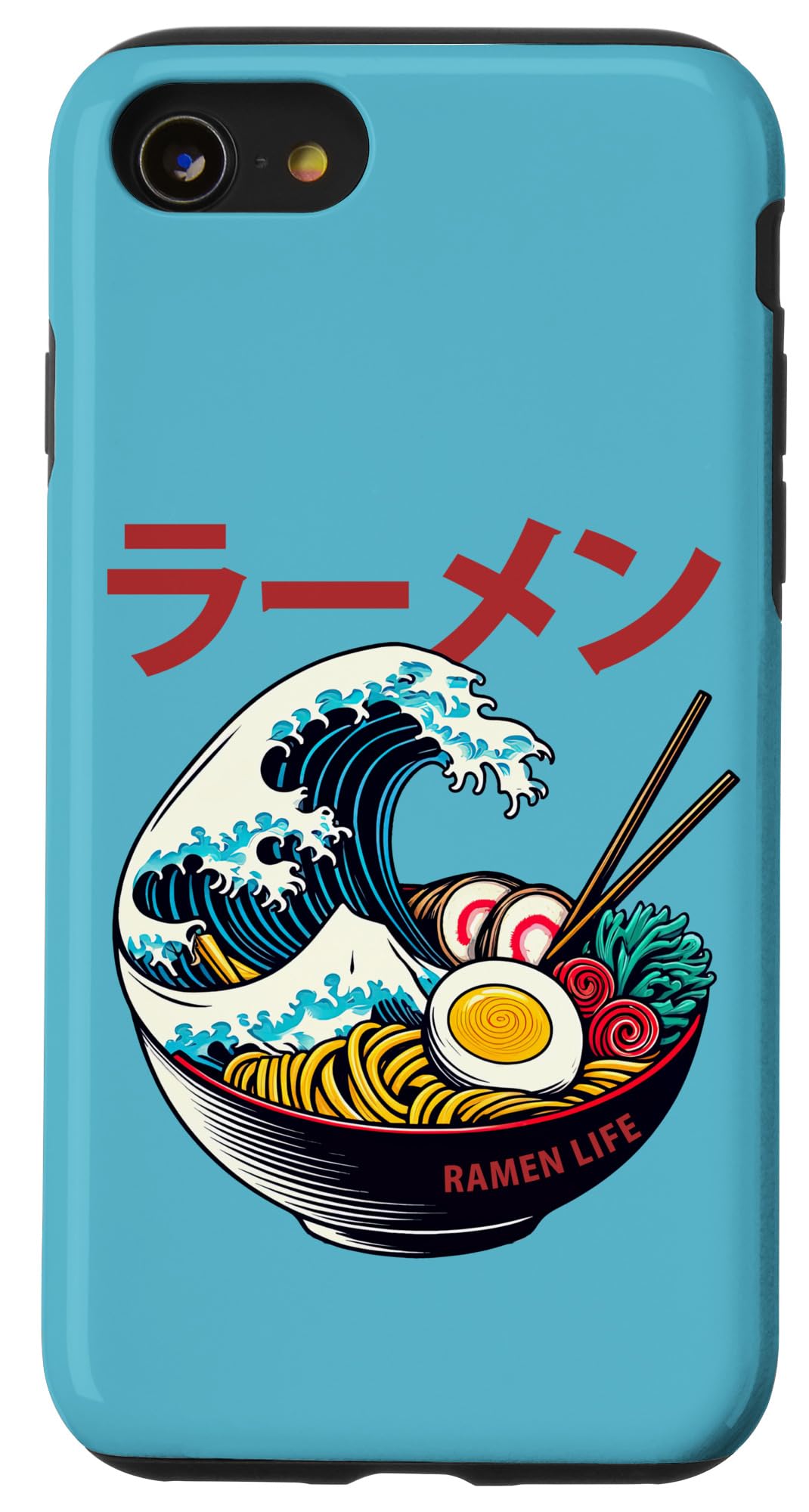 iPhone SE (2020) / 7 / 8 Retro Ramen Bowl The Great Wave Hokusai Kanji Case