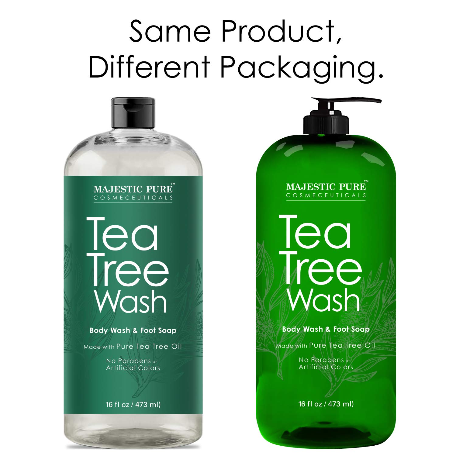 Majestic Pure Tea Tree Body Wash - Formulated to Combat Dry, Flaky Skin - Soothes, Nourishes and Moisturizes Irritated, Chapped, Problem Skin Areas - (Packaging may Vary) -16 fl. oz. : Beauty