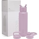 Simple Modern Water Bottle with Straw, Handle, and Chug Lid Vacuum Insulated Stainless Steel Metal Thermos Bottles | Large Leak Proof BPA-Free Flask for Gym | Summit Collection | 40oz, Lavender Mist