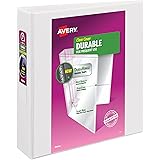 Avery Durable View Binder, 2" Slant Rings, 500-Sheet Capacity, DuraHinge, White (17032)