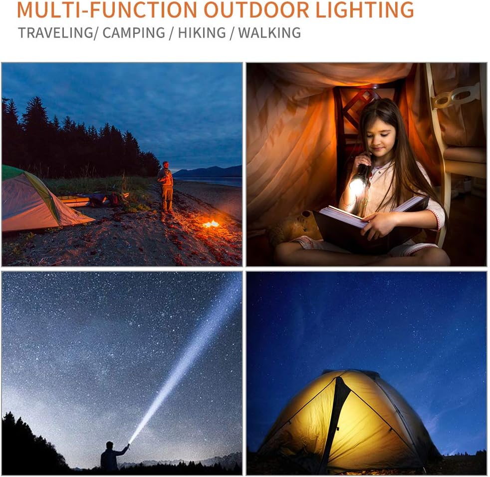 7100 Lumen Handheld Flashlight with 18650 Rechargeable Batteries LED Tactical Flashlight with 5 Modes Water Resistant for Camping Hiking Outdoor Biking Emergency - - 