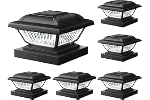 ELECLINK Solar Post Cap Lights 6 Pack, Warm White, Waterproof, Fence Post Lights, Solar Powered, 3.5x3.5, 4x4, 4.5x4.5, 5x5, Garden, Deck, Patio, Yard, Decoration