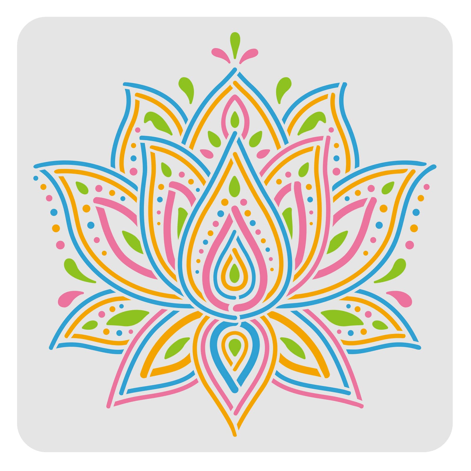 FINGERINSPIRE Mandala Lotus Stencils Decoration Template 30x30cmPlastic Large Lotus Drawing Painting Stencils Square Reusable Stencil for Painting on Wood, Floor, Wall and Tile