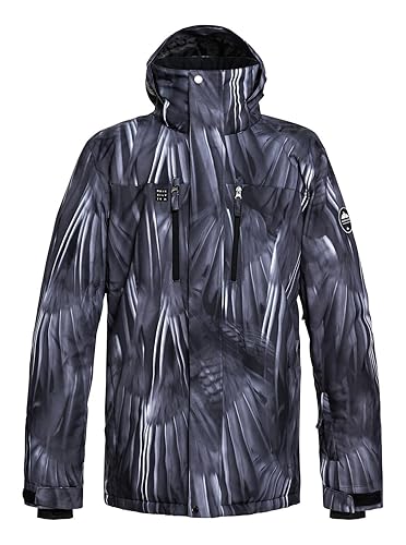 Quiksilver Men's Mission Printed 10K Snow Jacket, Black Stellar