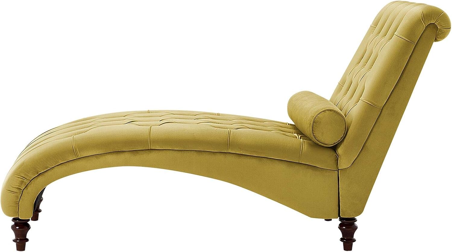 Modern Fabric Chaise Lounge Mustard Polyester Chesterfield Buttoned Muret Beliani Amazon.co.uk