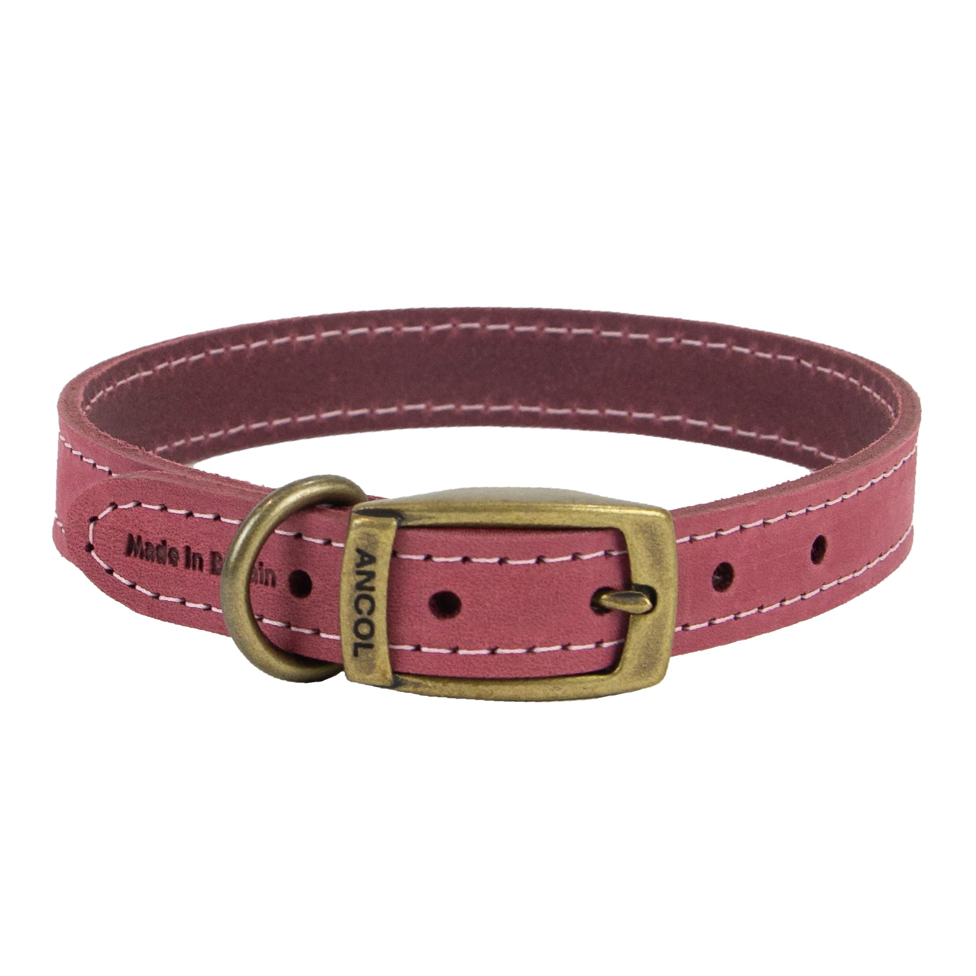 Ancol Timberwolf Premium Leather Dog Collar - Comfortable Durable Pet Training Accessory - Raspberry Bridle Leather - Soft Supple Waterproof Treated - 39-48cm Size 5