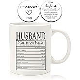 ZomefinKiu Husband Coffee Mug 11 Ounce Ceramic, Husband Pocket Hug Token, To My Husband Gift from Wife, Husband Nutrition Facts Mug, Gift for Husband Birthday Wedding Anniversary Christmas