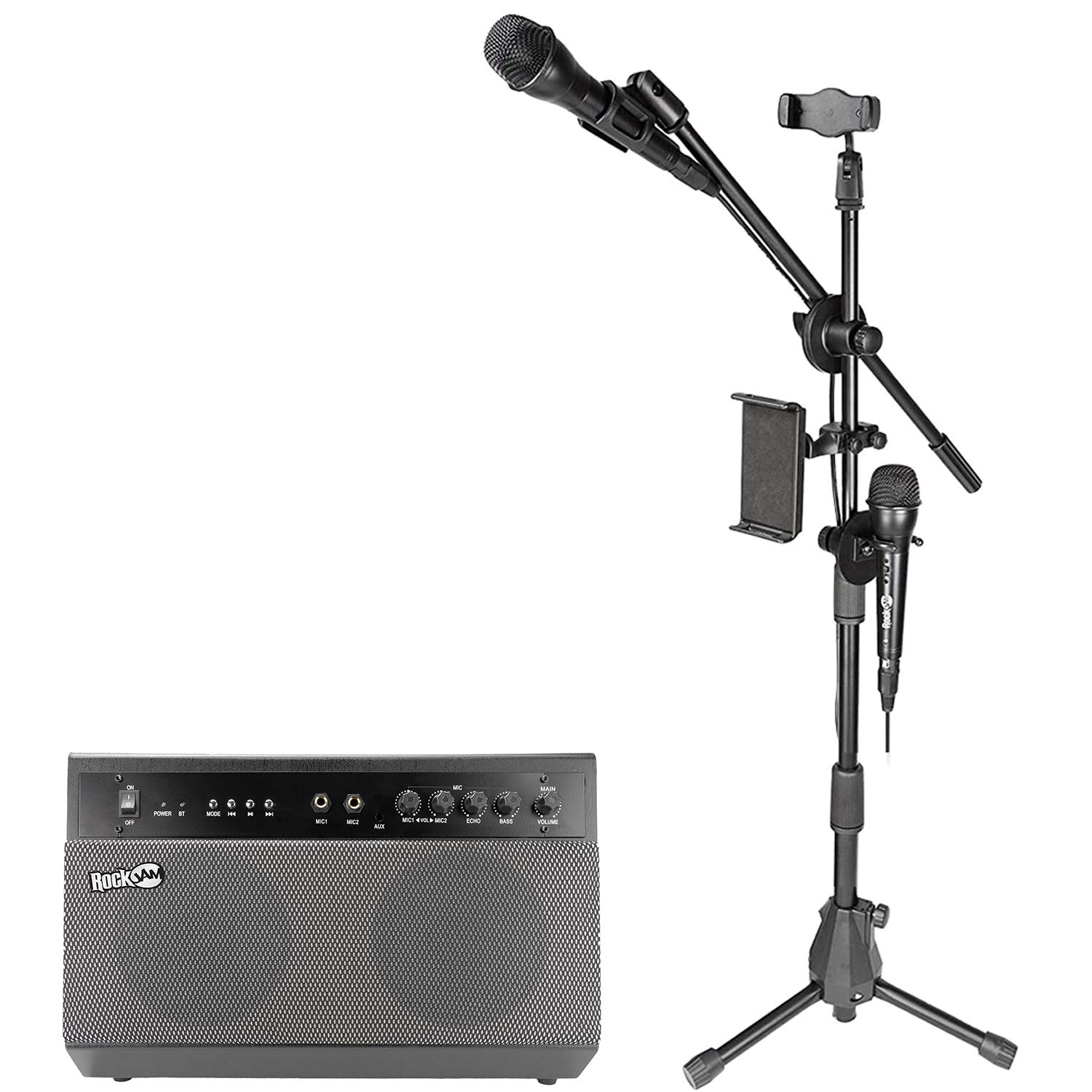 RockJam Premium Performer 100-watt Bluetooth Karaoke Machine & PA System with Two Karaoke Microphones